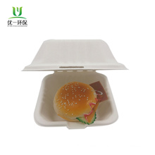 Disposable Bagasse Food Container 6 inch Clamshell